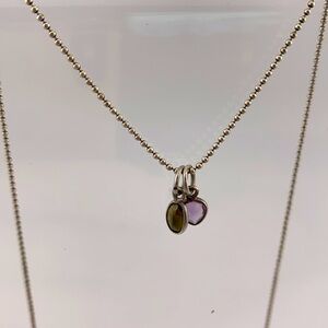 STERLING SILVER AMETHYST PURPLE DANGLE BEZEL PENDANT NECKLACE BALL CHAIN 18"